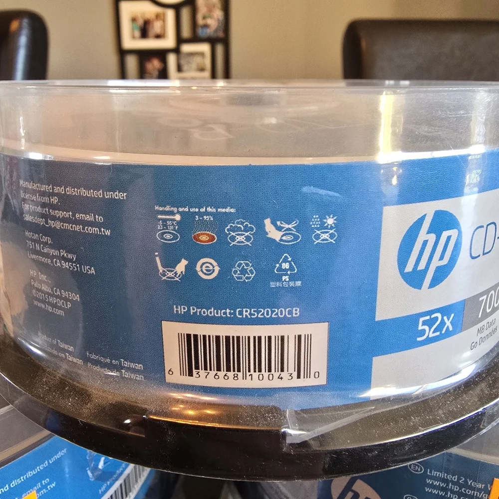 5 - HP CD-R 52x 700 mb data 80 min music 20 pack new in package